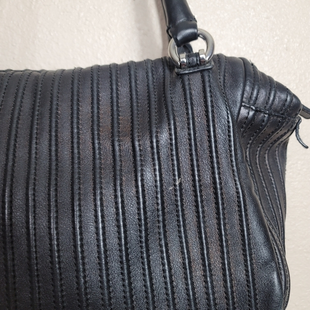 Karen Millen Luxury Leather Handbag Double Handle Black MINT Large - Picture 4 of 13